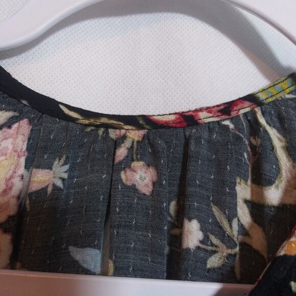 GP&J Baker x H&M Midi Shift Bohemian Dress Black Floral Birds Casual Size L - Picture 6 of 10